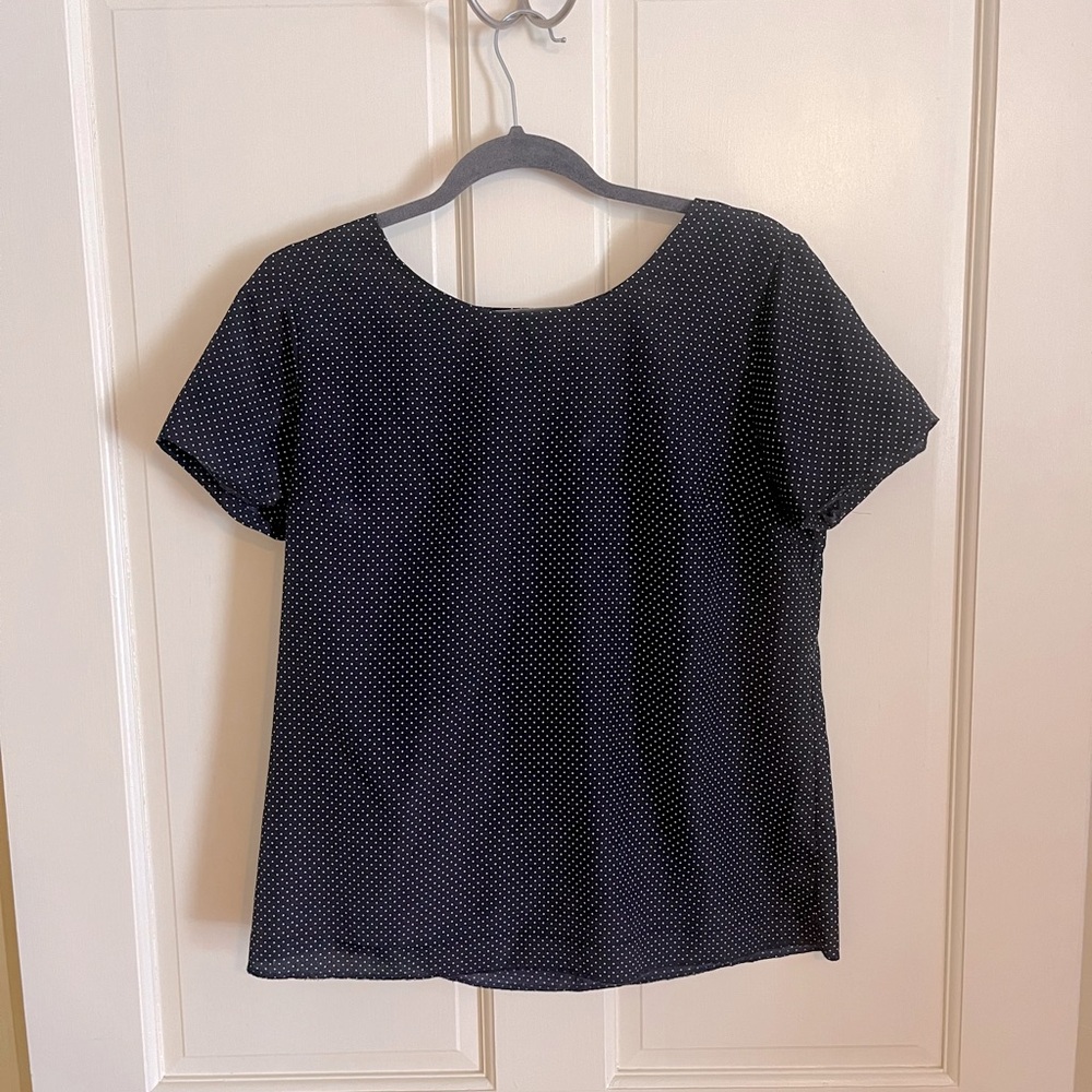Navy Polka Dot J Crew Blouse